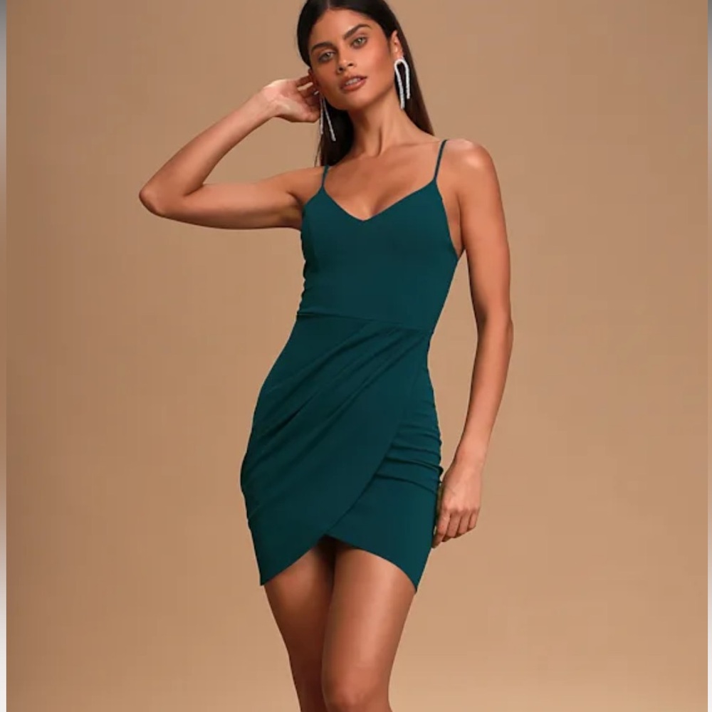 Lulus Forever Your Girl Teal Blue Bodycon Dress Medium NWT